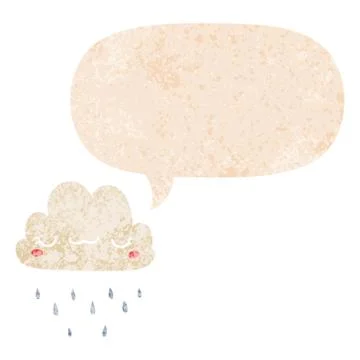 Cartoon storm cloud and speech bubble in retro textured style Illustrazione stock