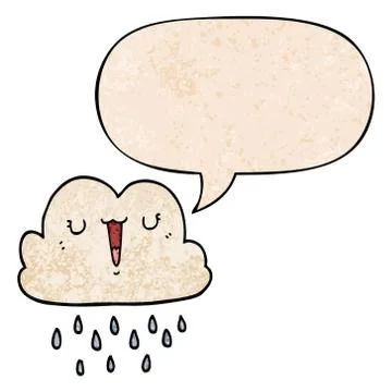 Cartoon storm cloud and speech bubble in retro texture style 스톡 일러스트