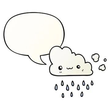 Cartoon storm cloud and speech bubble in smooth gradient style Stock Illustration