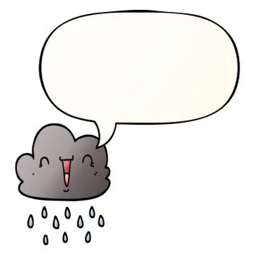 Cartoon storm cloud and speech bubble in smooth gradient style Stock Illustration