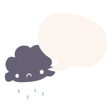 Cartoon storm cloud and speech bubble in retro style Stock Illustration