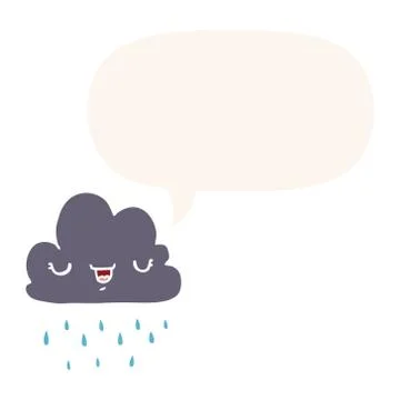 Cartoon storm cloud and speech bubble in retro style Illustrazione stock