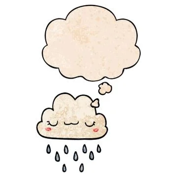 Cartoon storm cloud and thought bubble in grunge texture pattern style 스톡 일러스트