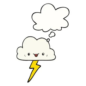 Cartoon storm cloud and thought bubble 스톡 일러스트