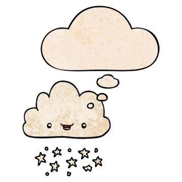 Cartoon storm cloud and thought bubble in grunge texture pattern style Stock Illustration