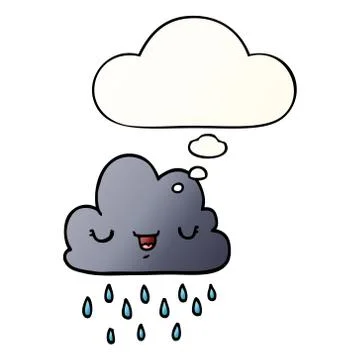 Cartoon storm cloud and thought bubble in smooth gradient style 스톡 일러스트