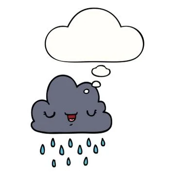 Cartoon storm cloud and thought bubble Stock Illustration