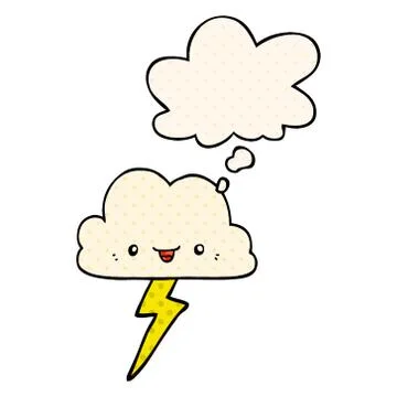 Cartoon storm cloud and thought bubble in comic book style Stock Illustration