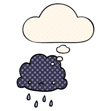 Cartoon storm cloud and thought bubble in comic book style Illustrazione stock