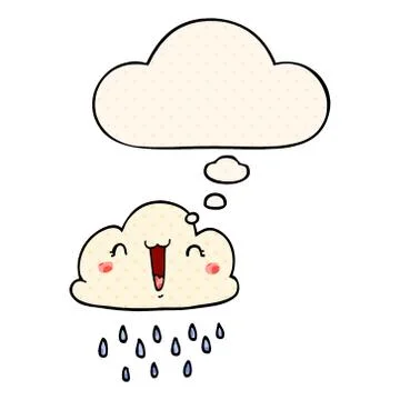 Cartoon storm cloud and thought bubble in comic book style Illustrazione stock