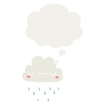 Cartoon storm cloud and thought bubble in retro style Illustrazione stock