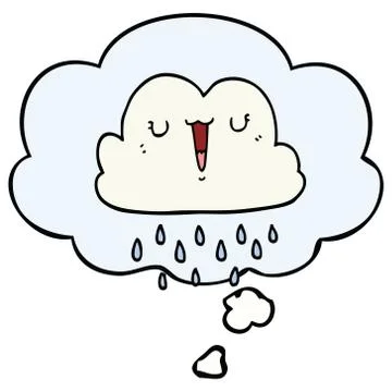 Cartoon storm cloud and thought bubble Stock Illustration