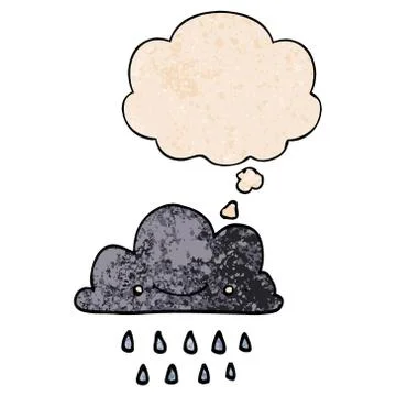 Cartoon storm cloud and thought bubble in grunge texture pattern style 스톡 일러스트