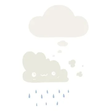 Cartoon storm cloud and thought bubble in retro style Illustrazione stock