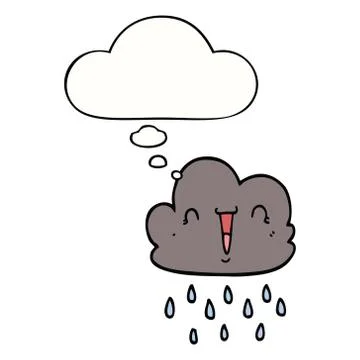 Cartoon storm cloud and thought bubble イラスト素材