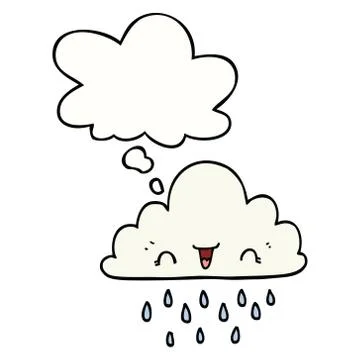 Cartoon storm cloud and thought bubble 스톡 일러스트