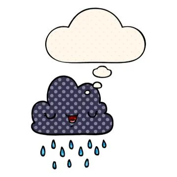 Cartoon storm cloud and thought bubble in comic book style Illustrazione stock