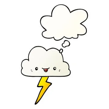 Cartoon storm cloud and thought bubble in smooth gradient style 스톡 일러스트