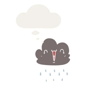 Cartoon storm cloud and thought bubble in retro style 스톡 일러스트