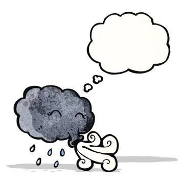 Cartoon storm cloud blowing wind Stock Illustration