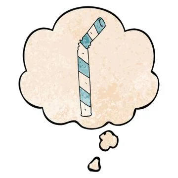Cartoon straw and thought bubble in grunge texture pattern style Stock-Illustration