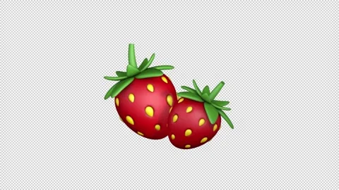 Cartoon strawberries icon on alpha Stock Footage 306657150