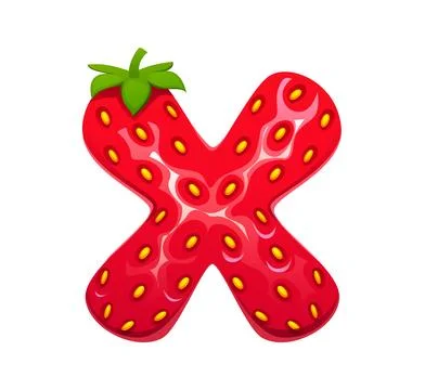 Cartoon strawberry ABC font type, typeset letter X Stock Illustration