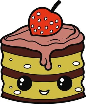 Cartoon Strawberry Cake Slice Stock Illustration