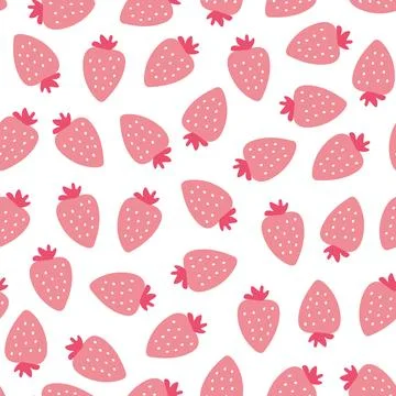 Cartoon strawberry seamless pattern. Fruit elements ornament Stock Illustration