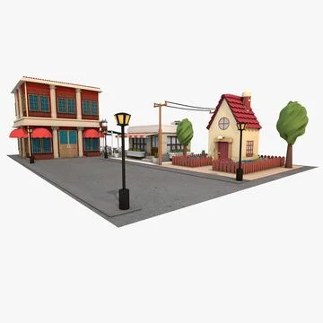 Cartoon Street Environment ~ 3D Model #90890122 | Pond5