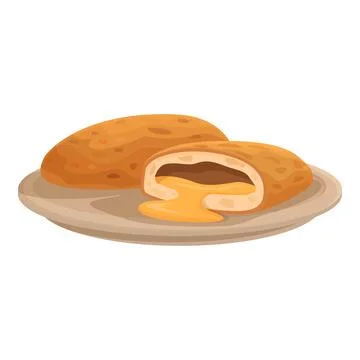 Cartoon stuffed cheese bread on plate Stock Illustration