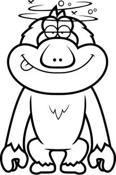 Cartoon Stupid Macaque Stock Illustration
