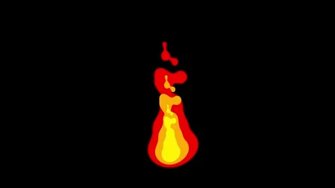 Cartoon Style 2D Fire Flame Animation on Black Background Vídeos de archivo 333625039