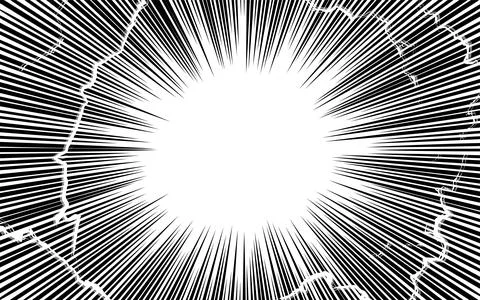 Cartoon-style background material: effect of concentrated lines and lightning 스톡 일러스트