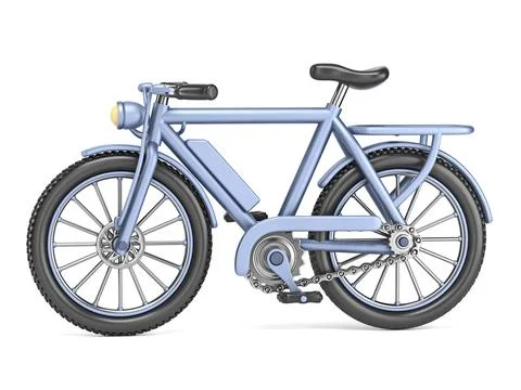 Cartoon style blue bicycle Side view 3D Stock Illustration