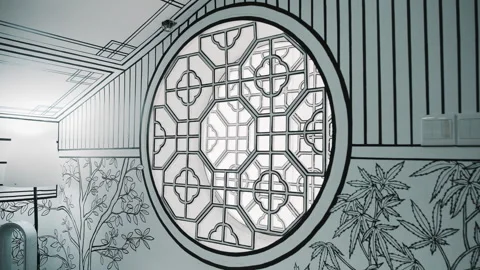 Cartoon style cafe interior with hand-drawn design Stock Footage 306814705
