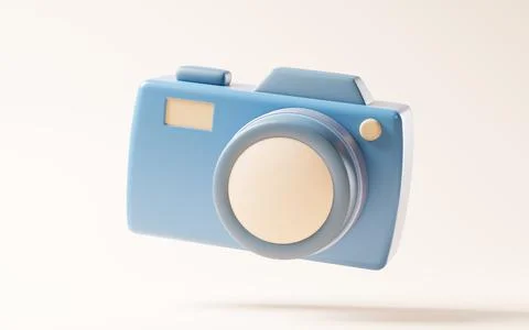 Cartoon style camera, 3d rendering. Stock Illustration