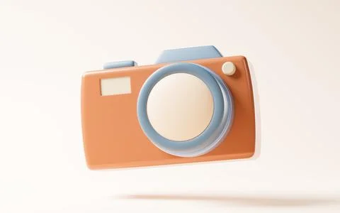 Cartoon style camera, 3d rendering. Stock Illustration
