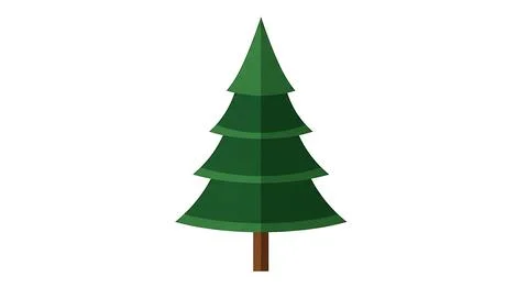 Cartoon style christmas tree vector illustration with layered green branche.. Stock Illustration