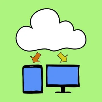 Cartoon style cloud computing Stock Illustration