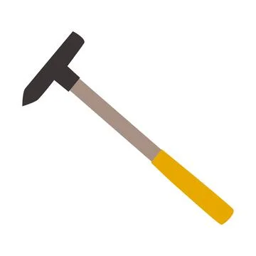 Cartoon style colored hammer on white background Stock Illustration