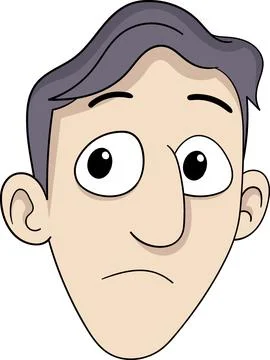 Cartoon Style Face of a Concerned Man with a Thoughtful Expression Stock Illustration