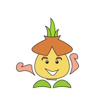 Cartoon style garlic caricature vector illustration isolated on white backgro Ilustração Stock