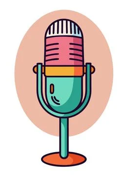 Cartoon style microphone. Stock Illustration