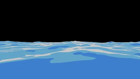 Cartoon Style Ocean Waves Surface Background Against a Black Background. 4K Stock Footage 337188667