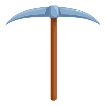 Cartoon style pickaxe mining tool with wooden handle for extracting ore Stock Illustration
