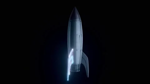 Cartoon style rocket with 3d scanning lines 4k Stock Footage 145948970