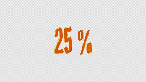 A cartoon style scribble text animation of the number twenty five and percent Stock Footage 318767452