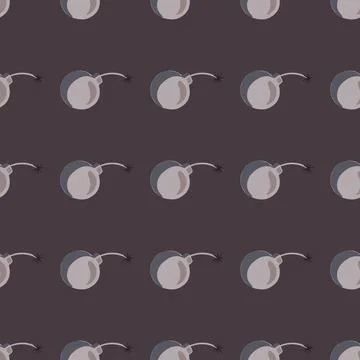 Cartoon style seamless pattern with grey simple bomb shapes. Dark pale colore 스톡 일러스트