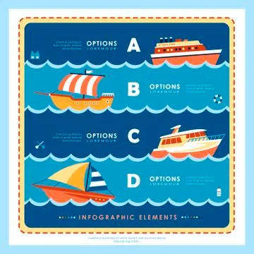 Cartoon style ship infographic elements Stock Illustration